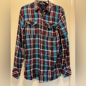 Element, Medium, Flannel, Long Sleeve Button Down Men's Shirt